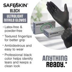 Disposable Nitrile Gloves Ultralight 2.0 Mil Black Large 100 Count Powder Free
