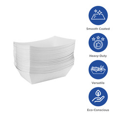 Karat Food Tray (White) – 3.0 lb/Paper Food Tray/Boat Tray for Snack