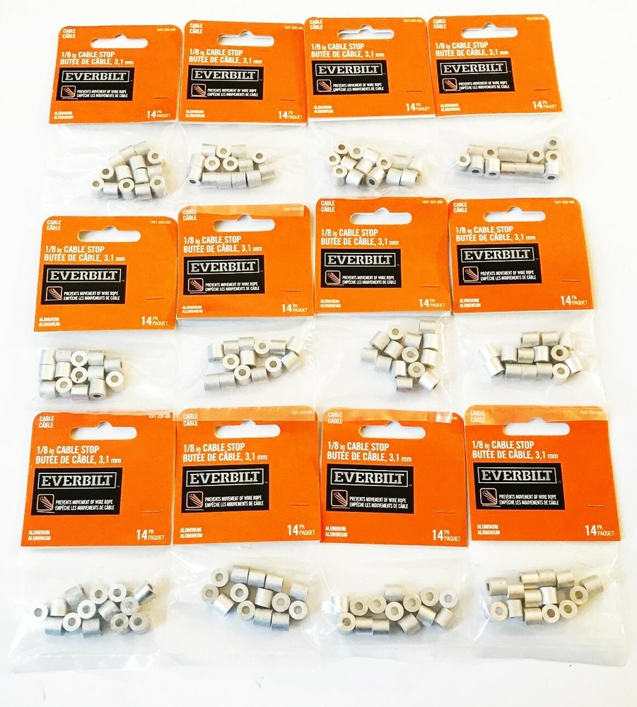 168pcs EVERBILT 1/8″ ALUMINUM CABLE STOPS SLEEVES SWAGE WIRE ROPE CABLE 965081