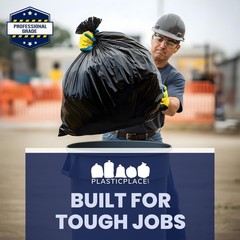 Plasticplace Contractor Trash Bags 42 Gallon 3.0 Mil Rolls Black Heavy Duty
