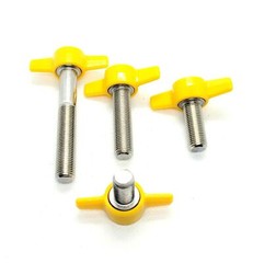 3/8″-24 Thumb Screw Bolts Fine Thread Yellow Butterfly Tee Wing Clamping Knob SS