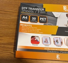 50 Sheets DTF Transfer Film 8.3 x 11.7 Instant Peel PET Transfer Film Matte A4