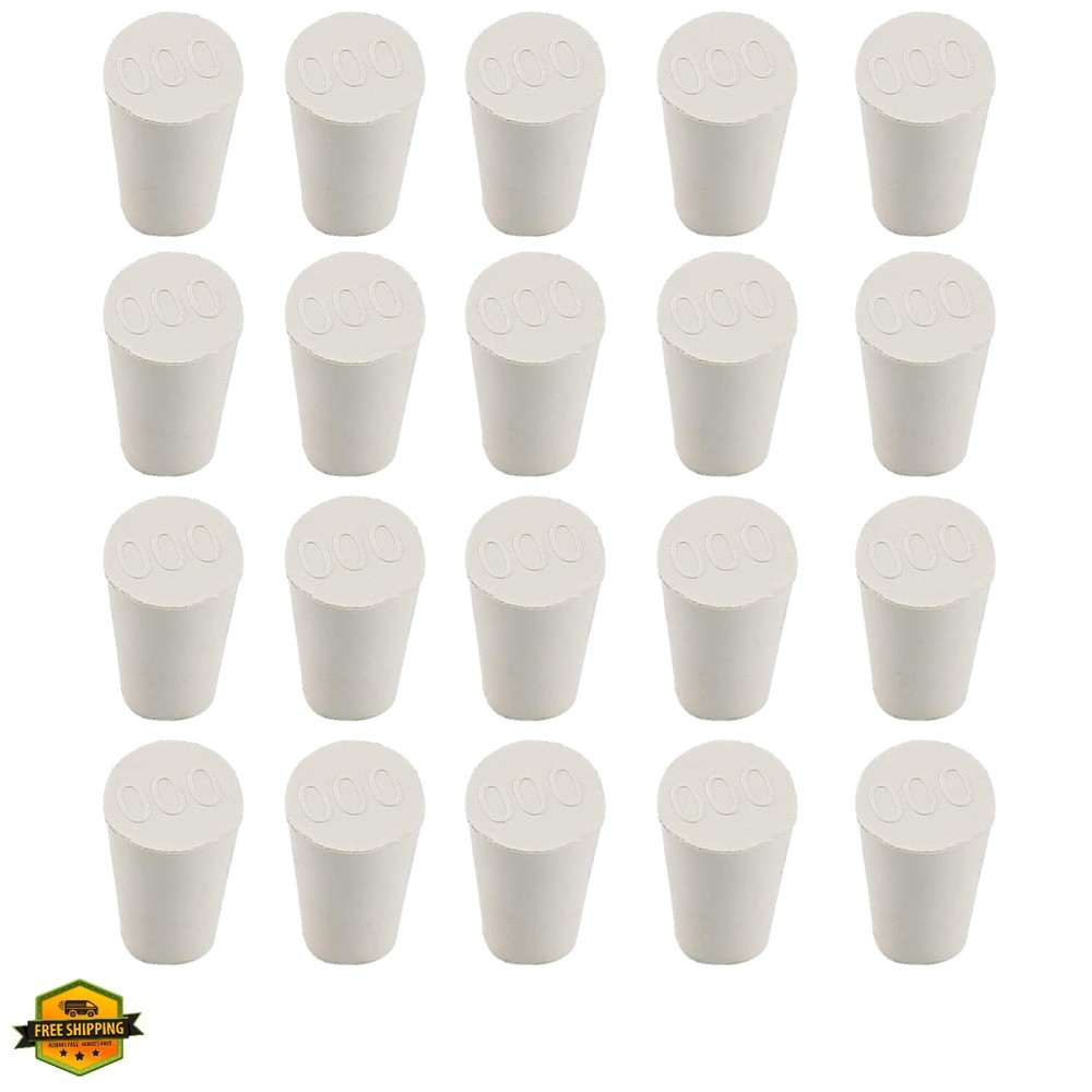 20 Pcs White Solid Rubber Stoppers Tapered Lab Plugs, Dia. 13mm x Dia. 8mm – …