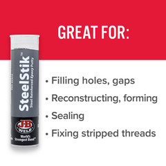 J-B Weld 8267 SteelStik Steel Reinforced Epoxy Putty Stick – 2 oz.