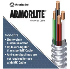 Southwire 14/3 x 250 ft. Solid CU MC (Metal Clad) Armorlite Cable #5109