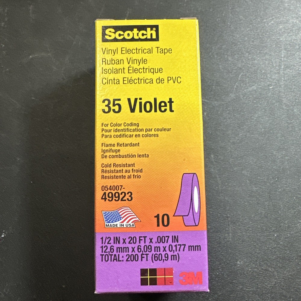 3m 35 1/2″ x 20 Ft Vinyl Electical Tape, Color Violet Sold/box of 10 Rolls