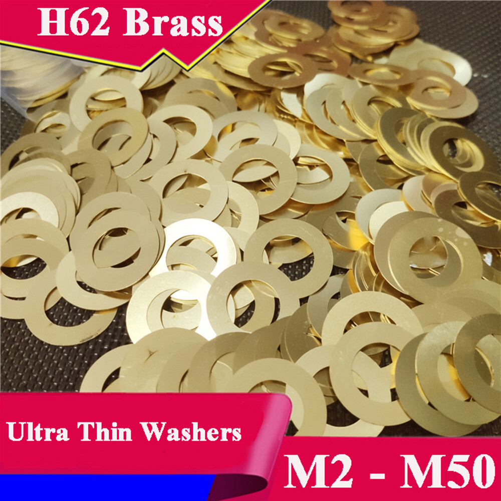 H62 Brass Ultra Thin Washers Shims Spacer Flat Precision Gasket All Sizes M2-M50