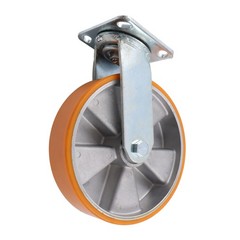 4 Pcs Industrial Casters 8″ Caster Wheel With Brake 6000lbs Orange Aluminum Core