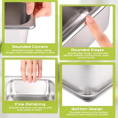 Commercial-Grade 1/9 Size Hotel Pans, 4″ Deep – Perfect for Buffets & Catering