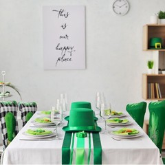 Dining Chair Cover, 6 Pcs St. Patrick’s Day, Shamrock Gnome, Plaid, Stretchable,