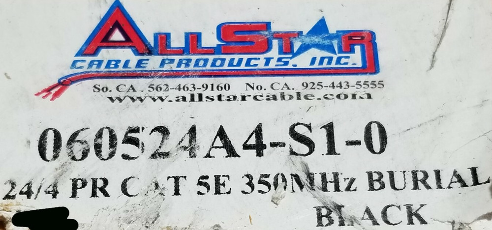 All Star Cable CAT5E UTP Waterblock Tape Direct Burial Network Cable Black/100ft