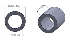 Black Anodized Aluminum Spacer Bushing 3/4″ OD x 1/4″ ID–Fits M6 or 1/4″ Bolts