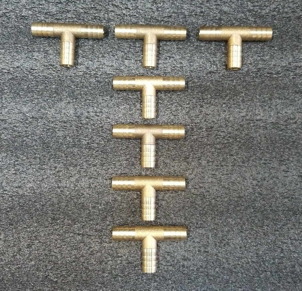 (2 PCS) 10mm 3/8″ HOSE BARB T Brass 3 WAY Fitting Gas Fuel Water Air TEE