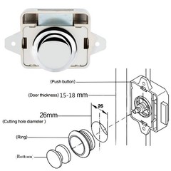 OCGIG 5 PCS Push Button Latch Cabinet Door Catch Keyless Cupboard Locks