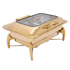 Gold 9QT Roll Top Chafing Dish Buffet Set Stainless Steel with Fuel Holder Home~