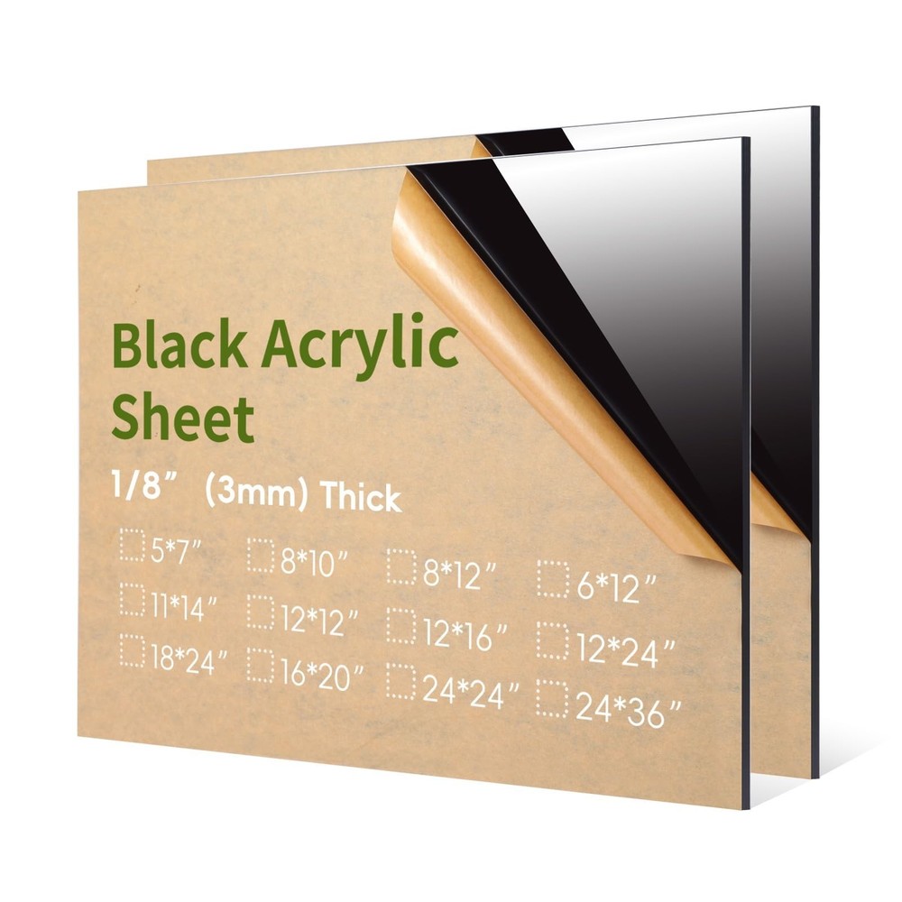 2 Pieces 5″ x 7″, 1/8″(3mm) Thick Black Acrylic Sheet Cast Plexiglass Sheet B…
