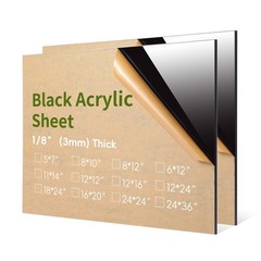 2 Pieces 5″ x 7″, 1/8″(3mm) Thick Black Acrylic Sheet Cast Plexiglass Sheet B…