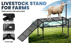 500lbs Livestock Trimming Stand w/ Ramp 47″ x 23″ Metal Livestock Trimming Stand