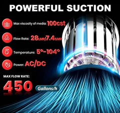 Electric Drum Pump, 120V AC / 12V DC Barrel Pump, 5 GPM Flow Rate, 33.5″-49″ Tel