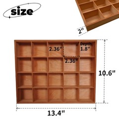 1 Pcs 13.4”x10.6”x2” Wooden Storage Divider Box Showcase Display Box Organ…