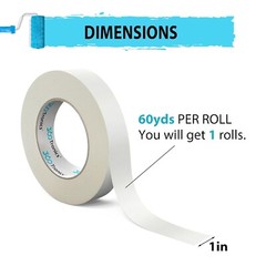 White Painters Tape Multi-Surface Tape, 1 in x 60 yards per roll, Easy to Remove