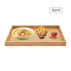Bamboo Serving Trays 4pcs Modern Kitchen Trays For Hold Fruits Cakes Drinks