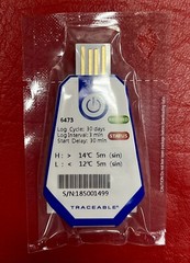 Traceable 6473 Single-Use Data Logging Thermometer, 3 min/30 days, 12-14°C, 40pk