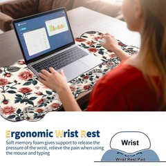 Keyboard Mouse Pad Set,Retro Flowers 31.5L x 11.8W inches, Retro