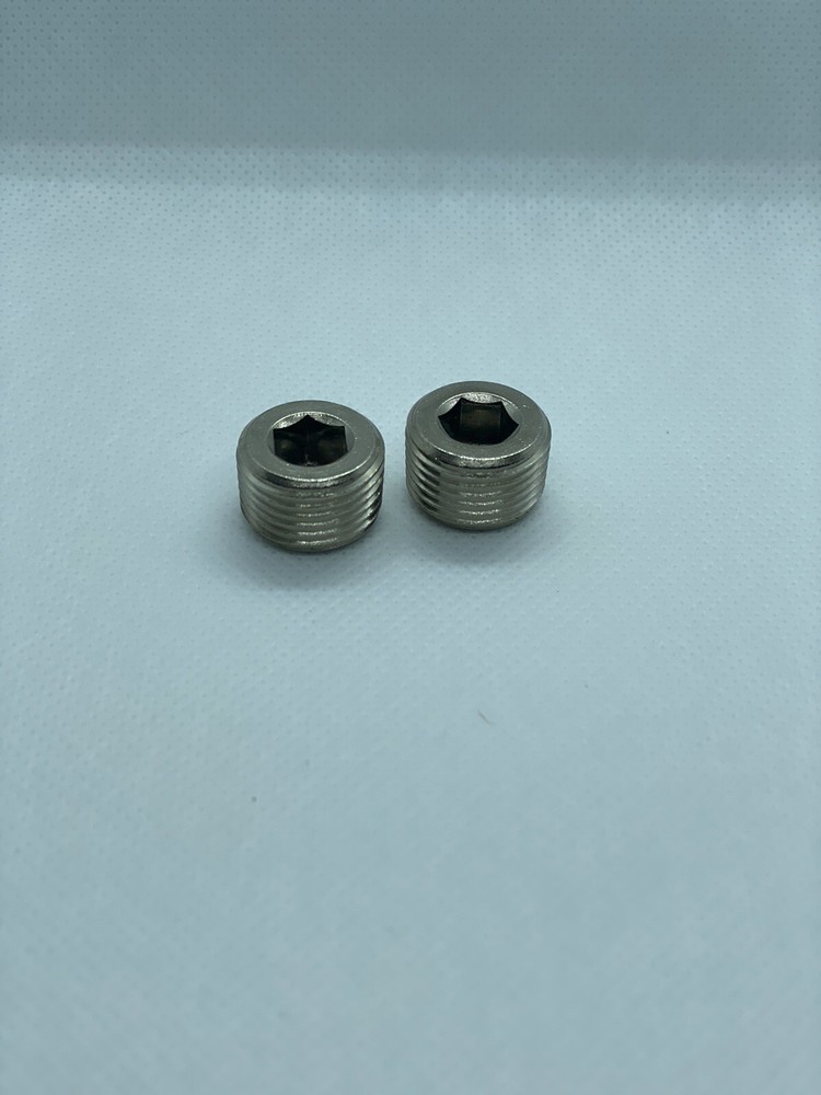 2x 3/8 NPT Male Brass Nickel Hex Head Socket Pipe Plugs Pipe Fitting End Cup