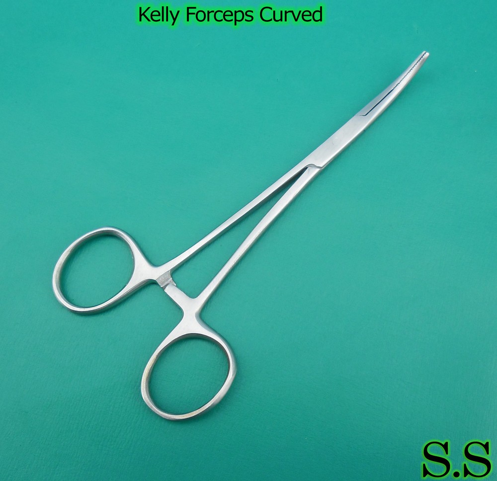 3 KELLY HEMOSTAT LOCKING FORCEPS CURVED TIP 7″, 8″, 10″
