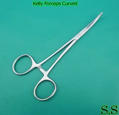 3 KELLY HEMOSTAT LOCKING FORCEPS CURVED TIP 7″, 8″, 10″