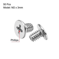 50pcs M2x3mm Computer Screws Phillips Head Screw Silver 3.8mm Dia Screw Head