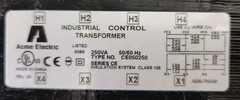 ACME CE050250 INDUSTRIAL CONTROL TRANSFORMER, 250 VA, 50/60 HZ, EIA-413-1644