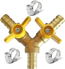 Brass 1/4 Inch Barb 3-Way Ball Valve with 2 Switches & Clamps – Durable Solution