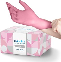 Pink Nitrile Disposable Gloves Esthetician Nail Tech Hair Dye & Stylist Cleaning