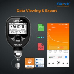 Elitech Full-Range Micron Gauge Wireless Vacuum Gauge w/Adaptor VGW-760pro