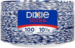 Dixie Ultra, Large Paper Plates, 10 Inch, 100 Count (Pack of 1, White/Indigo