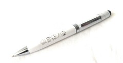 3ct pen Lot: Misprint Executive Metal Fidget Spinner Pens w/Stylus: WHITE