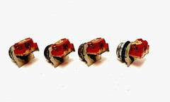 SQUARED D PUSH BUTTON TYPE: 9001, TYPE: KA-3 SER:J, RED (LOT OF 4)