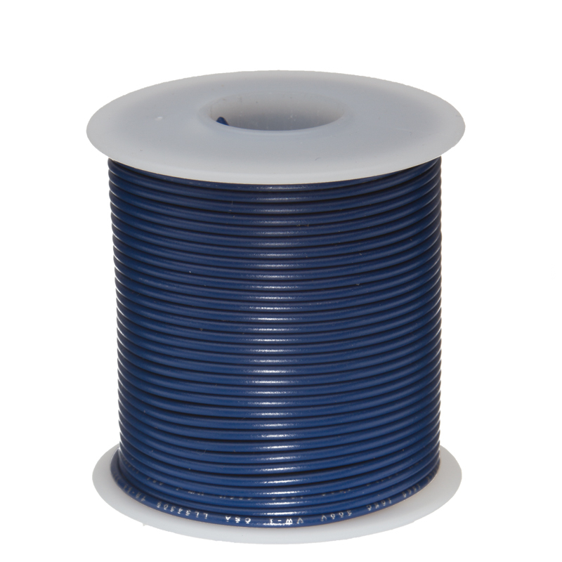 20 AWG Gauge Solid Hook Up Wire Blue 100 ft 0.0320″ UL1007 300 Volts