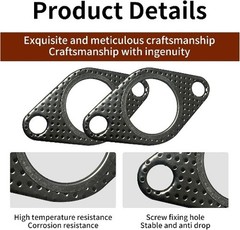 2 PCS Exhaust Gasket, 1.5 Inch High Temperature Reinforced Flange Size: 1.5 In