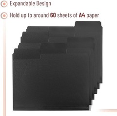 Elegant Black File Folders 6-Pack – Letter Size, 1/3 Cut Tab & Labels Included