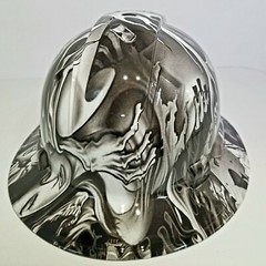 FULL BRIM Hard Hat custom hydro dipped , NEW Black and white ACE OF SKULLS