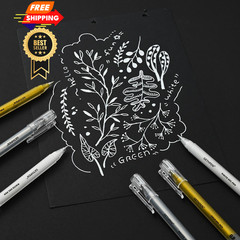 GETHPEN 3 Colors 0.6mm Extra Fine Point Gel Pen Set 0.6 mm, White,Gold,Silver