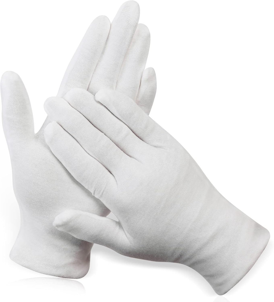 12 Pairs XL White Cotton Gloves for Dry Hand Moisturizing Cosmetic Eczema Hand S