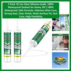 2 Pack 10.1oz Clear Silicone Caulk, 100% Waterproof Sealant for Home, RV | 10…