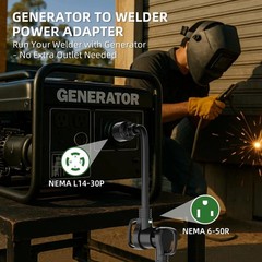 NEMA L14-30P to 6-50R Welder Adapter Cord 1.5FT, 4 Prong Twist-Lock Generator Pl