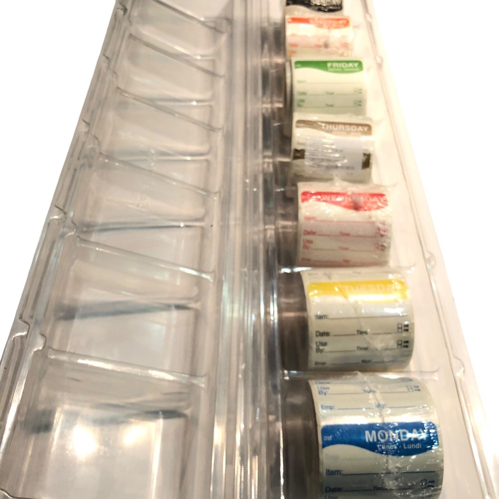 Food Safety Labels 7 Rolls Day of the Week Monday-Sunday 250 per Roll 2” Square