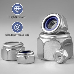 10Pcs M12-1.75 Lock Nuts, Nylon Insert Locknuts 304 Stainless Steel 18-8 SS A…