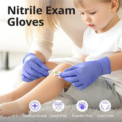 Disposable Nitrile Exam Gloves, 3Mil, Medium, Box of 100, Violet Nitrile Gloves